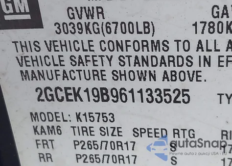 2006 Chevrolet Silverado 1500 Lt3 из США, поврежденный, VIN 2GCEK19B961133525